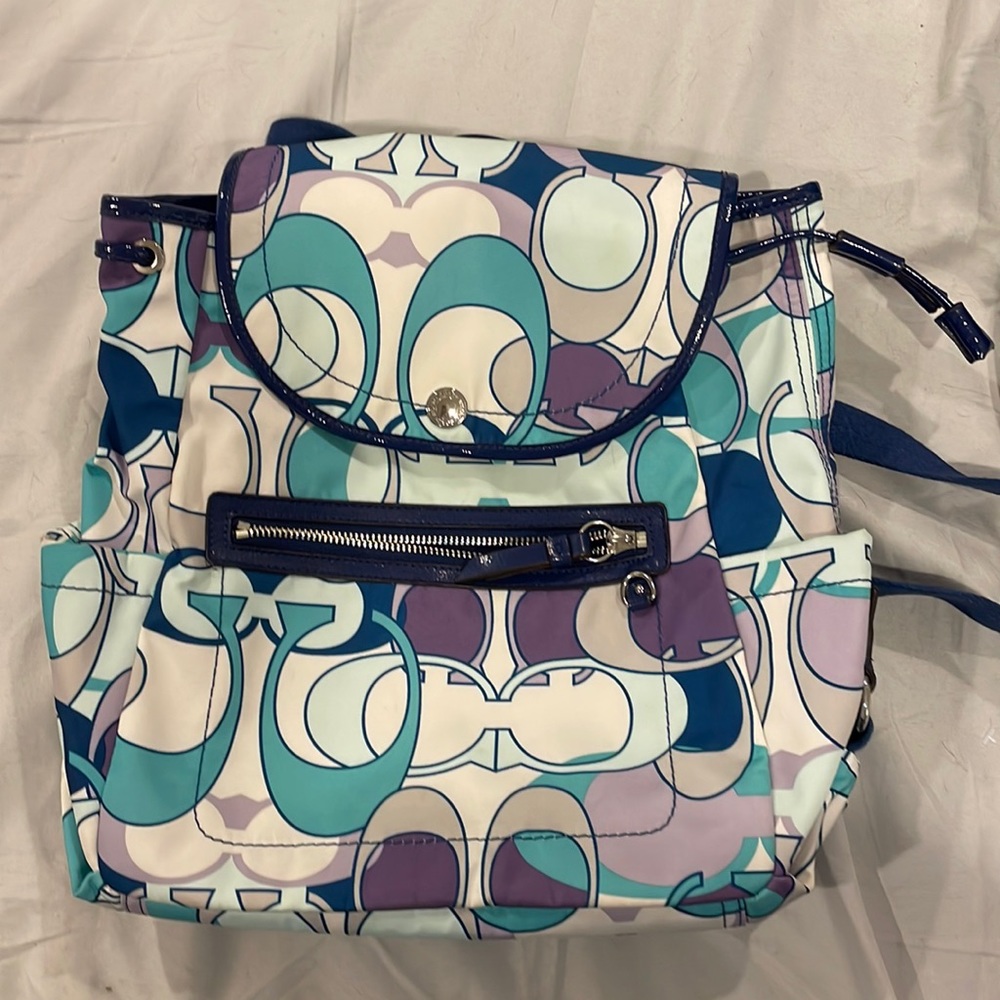 Coach Patterned Drawstring Backpack - image 1